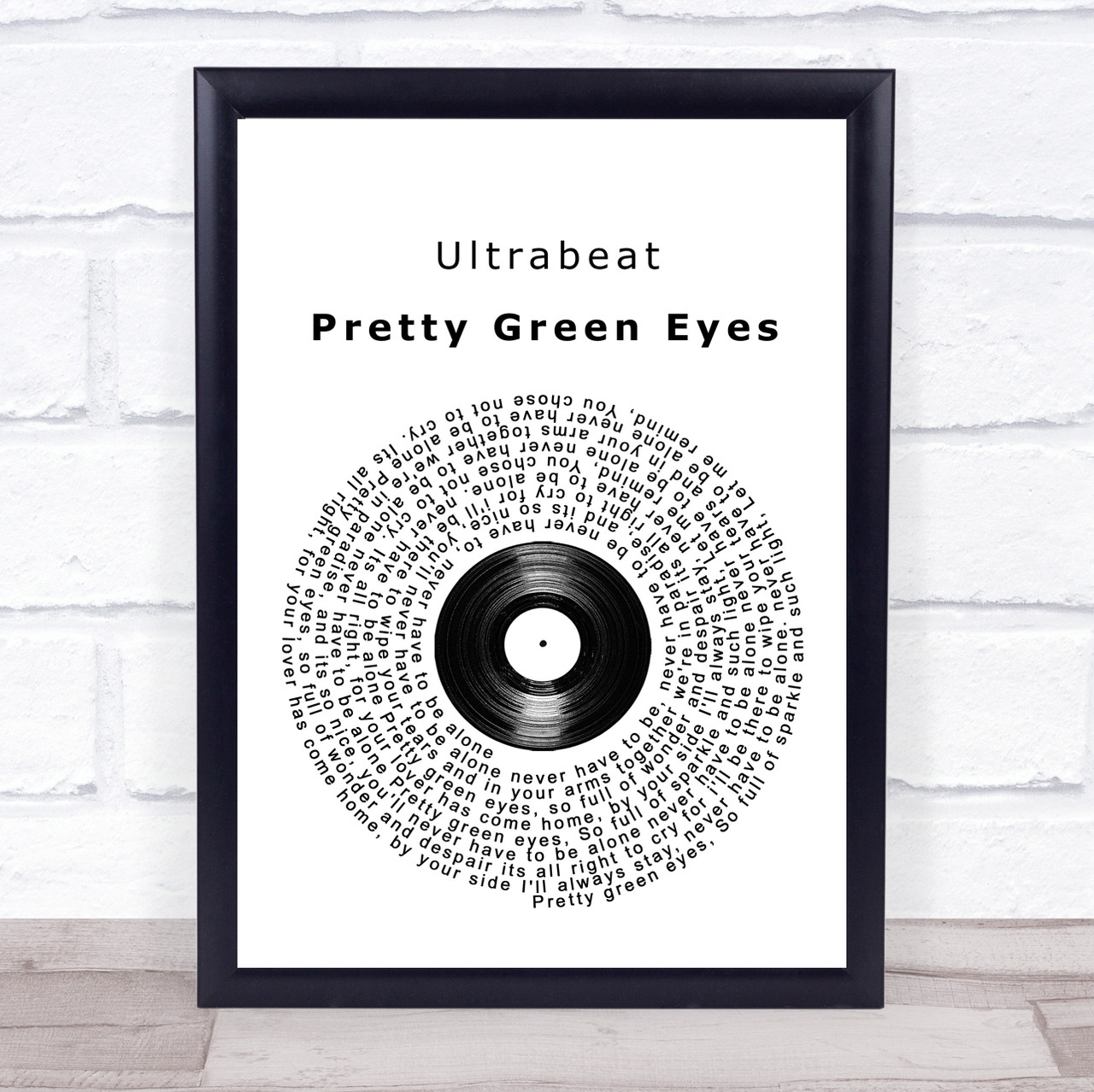 Ultrabeat Pretty Green Eyes Vinyl Record Song Lyric Poster Print